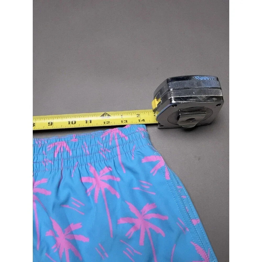 Chubbies Swim Trunks Shorts Mens Large Pink Blue Palm Tree 5.5 Inseam Lined